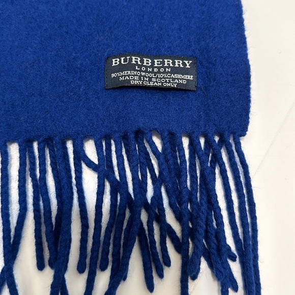 Burberry Blues Stripe Wool Cashmere Fringe Scarf - Picture 2 of 4